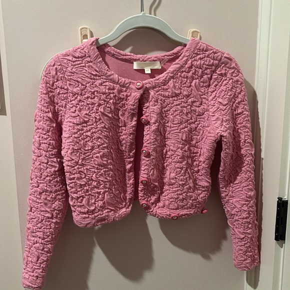 LOVE SHACK FANCY Senina crop cardigan in pink - Picture 2 of 5